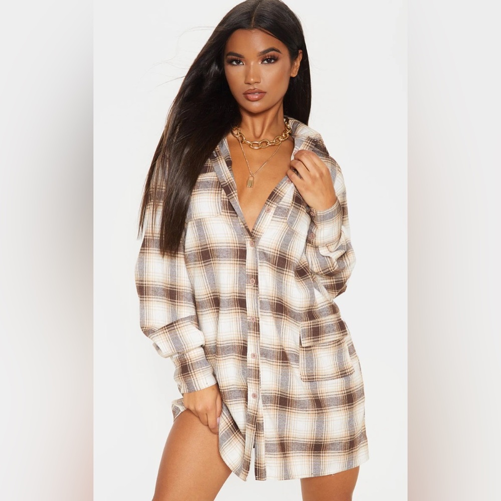 Size 8 Beige/Plaid Shirt(NEW)